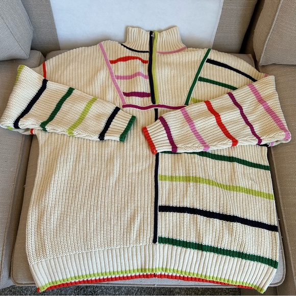 NEW STAUD Hampton Sweater - Cream Rainbow Multi - Picture 7 of 13